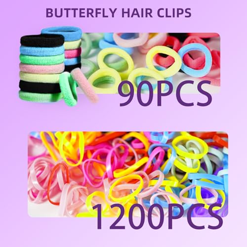 Toddlers Hair Accessories Set for Girls - Colorful Small Rubber Bands,No Damage Elastic Hair Ties and Topsy Tail Tools - size: 1 Count (Pack of 1)