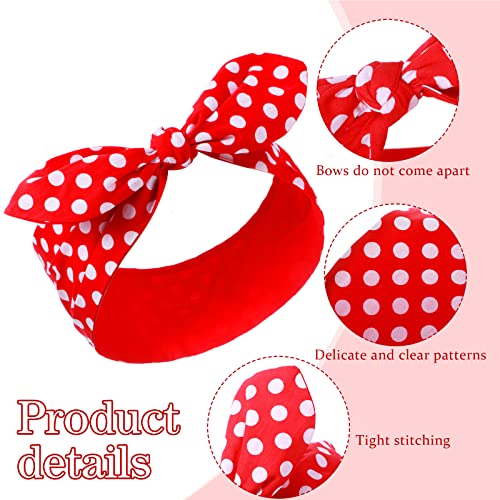 Hicarer 2 Pieces Polka Dot Headband Bandana Headband 50s Costume Hair Accessories Bows Wide Head Wrap for Women(Red, Black,Big Dots) - color: Red, Black, style: Big Dots
