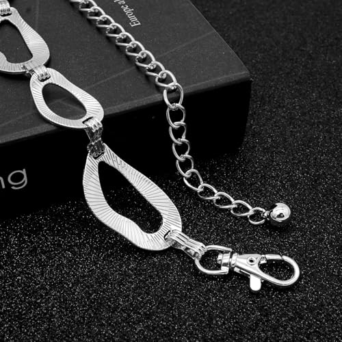 LIMHOO Women's Metal Waist Chain Belts Gold Silver Link Belt for Dresses - color: Square Silver, size: S: Length 105cm/41.3in
