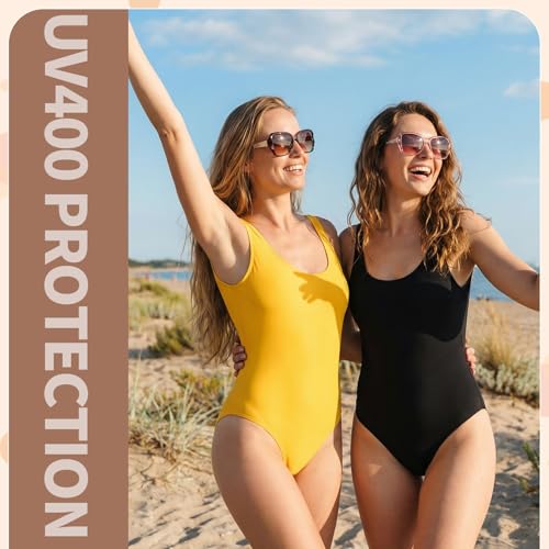 3/4 Pcs Women Large Sunglasses UV 400 Glasses Oversized Classic Trend Ladies Sunglasses with Shiny Large Frame - color: Black/Brown/Champagne
