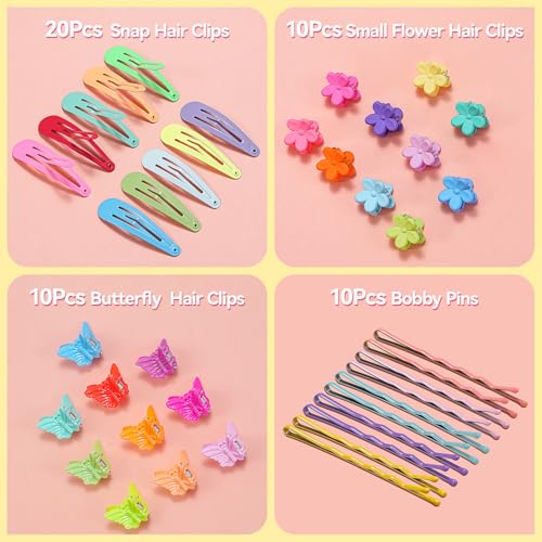 TsMADDTs Elastic Hair Ties, Colorful Hair Accessories for Baby Toddlers Kids Girls, 26 Colors Small Rubber Bands Set with Ties and Clips, Styling Tools - color: 26 Colors
