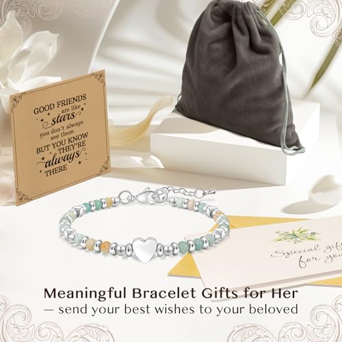 Inspirational Gifts Bracelets for Women: Healing Natural Stone Beaded Bracelets - Mothers Day Birthday Graduation Christmas Gifts for Women Friends Mom Daughter Sister Bestie - color: Amazonite-Daughter in Law