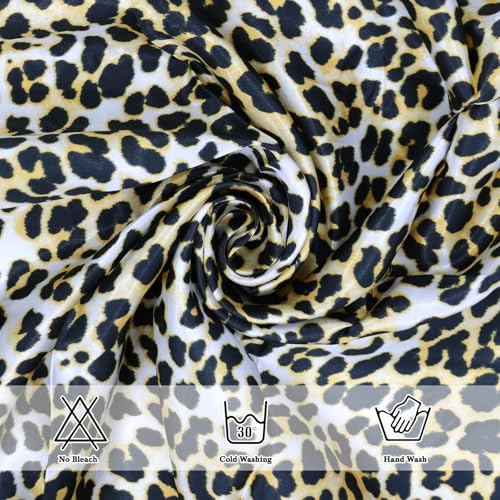 Ciormis 35" Silk Head Scarf for Women, 4 Pcs Satin Hair Scarf Square Silk Bandana Top Neck Scarves Hair Wraps for Sleeping - color: I1-leopard-set9
