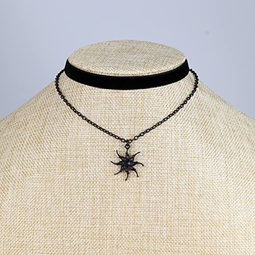 Gothic Choker, Choker Necklace for Women, Black Velvet Choker, Layered Necklace, Goth Jewelry for Women - style: Black Sun