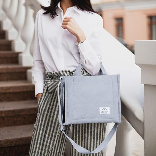 WantGor Tote Bag for Women, Corduroy Crossbody Bags Shoulder Handbag Small Satchel Hobo Bag Purse - color: Blue