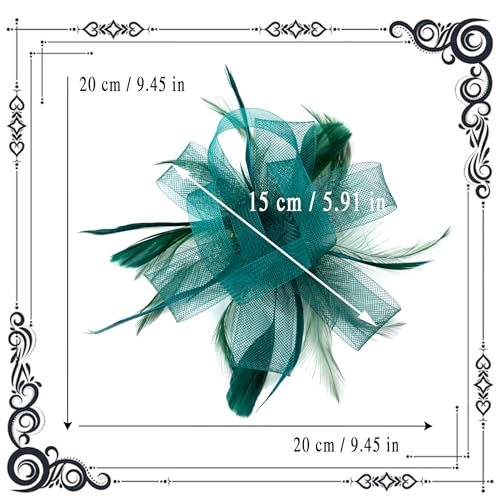 dressfan Womens Fascinator Hat Headpiece 20s Vintage Wedding Hair Accessories for Derby/Wedding/Cocktail/Tea Party - color: Dark Green