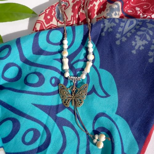 Boho Style Colorful Ceramic Bead Strand Necklace Adjustable Bohemian Jewelry Gift for Women, Fashion Clothing Matching Necklace - color: White