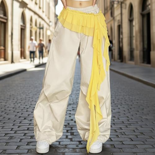Women Y2K Lace Fringe Hip Scarf Boho Triangle Tassel Waist Cover Up Skirt Wrap Sheer Tie Belt Aesthetic Streetwear - color: B Yellow