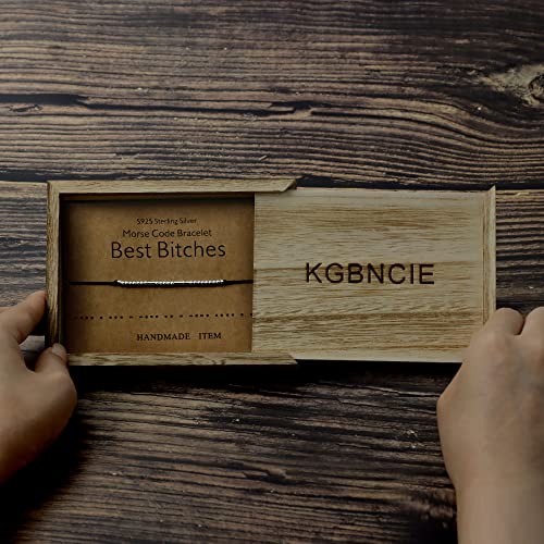 KGBNCIE Inspirational Gifts for Women, Morse Code Funny Gifts Bracelets for Women, S925 Sterling Silver Morse Code Bracelets Friend Gifts - style: 5-Best Bitches