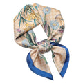 Stlvoll 27.5" Silk Neck Scarf of Women's Fashion Head Scarf Square Neck Satin Scarfs for Bag Hair Scarves Gift - color: Flower/Khaki