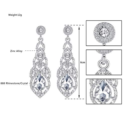 Women's Alloy Teardrop Crystal Chandelier Dangle Earrings - color: A-clear