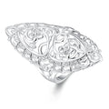 Rings for Women Summer Boho Rings Filigree Flower Ring Chunky Gold Ring Full Finger Rings Wide Band Womens Rings for Cocktail Party Birthday Gifts Statement Rings for Women - color: Silver