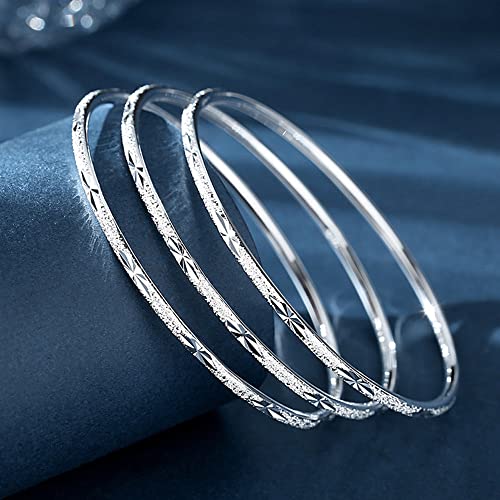 Sterling Silver Bangle Bracelets for Women,Fashion Jewelry Simple Adjustable 925 Silver Cuff Bangles for Women Mom Wife Valentine Mothers Day Gift - color: Inner diameter 2.56inch