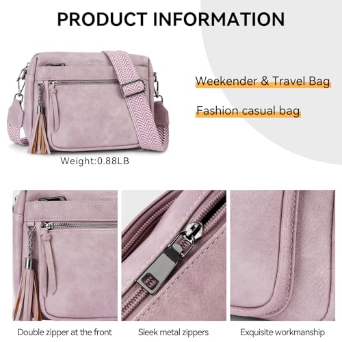 MEITRUE Crossbody Bags for Women, Vegan Leather Crossbody Purse Trendy Multi Pockets Shoulder Handbag with Tassel - color: 04-purple