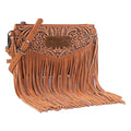 Wrangler Crossbody Small Purse for Women Wristlet Fringe Bag Western Purse - color: Angel Light Brown