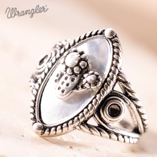 Montana West Wrangler Western Couture's Bohemian Turquoise Cuff Ring for Women Cowgirl Size 7 - color: Silver-Gray
