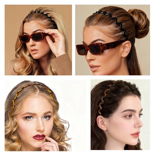 2026 Zigzag Headbands for Women, 2-Pack U-Shaped Hair Comb Headbands, Non-Slip Slick-Back Hair Accessories, Black & Tortoise Recycled Plastic, Teeth Hairband for Everyday Styling & Workout - color: Black & Tortoise