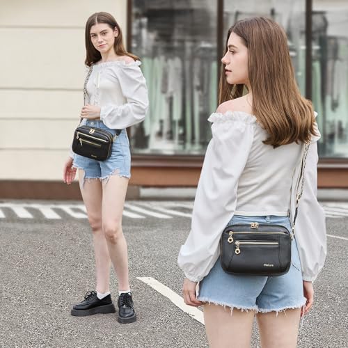 Crossbody Purse for Women Small Crossbody Bags Trendy Vegan Leather with Adjustable Shoulder Straps Gift for Mother Wife Mom - color: Black