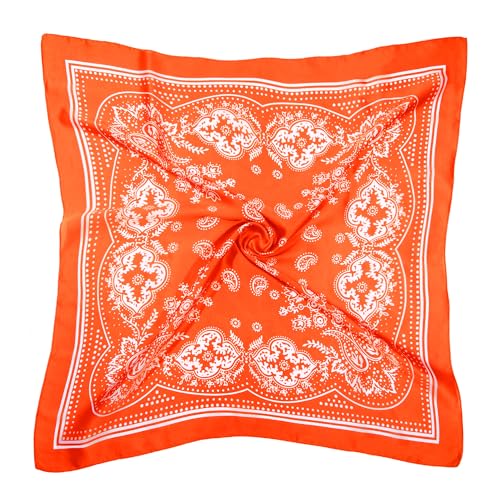DOOBO Satin Head Scarf - 27.5 Inches Silk Bandana Hair Wrap Square Scarf for Women & Girls - color: Orange