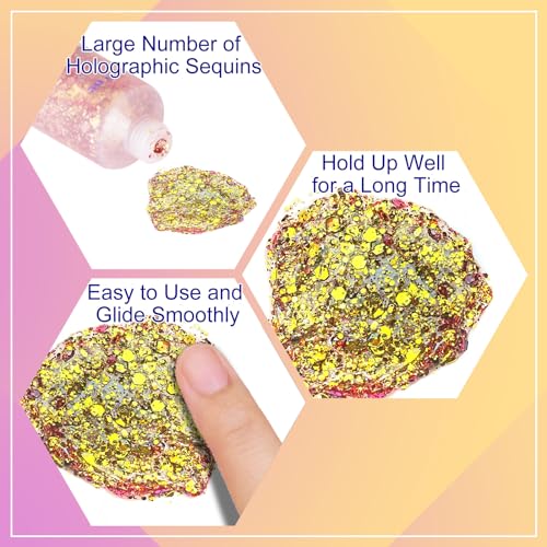 MEICOLY Chameleon Gold Body Glitter,Mardi Gras Outfit for Women,Color Changing Face Glitter,Self-Adhesive Chunky Hair Glitter Face Paint,Holographic Glitter for Festival Party Costume Makeup - color: chameleon gold body glitter