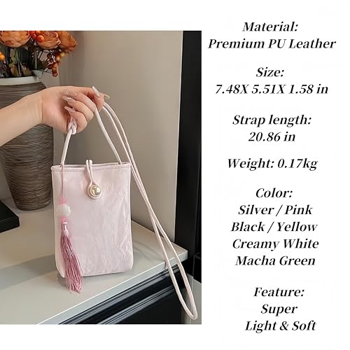 Women Mini Crossbody Bags Small Shoulder Bags CellPhone Purse Tassels Wallet Purse for Women - color: Pink