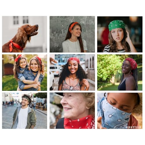 MDSTYLE 100% Cotton Bandana for Men & Women 22" x 22" Paisley Pattern Handkerchief Headband Scarf - color: Brown