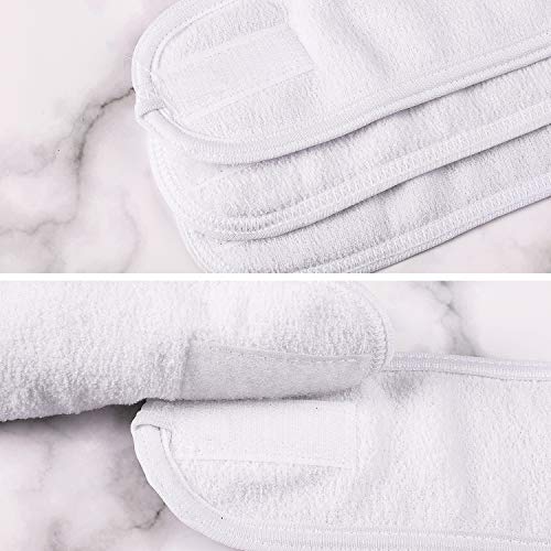 Whaline Spa Facial Headband Head Wrap Terry Cloth Towel, 4 Counts, White | Stretch, for Bath Makeup and Sport - color: Whilte
