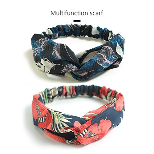 DRESHOW 10 Pack Boho Headbands for Women Girls Criss Cross Elastic Hair Band Twisted Head Wrap Floral Hair Accessories - color: 10 Pack Style a