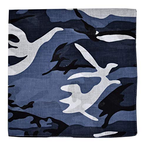 NYFASHION101 Unisex Double Sided Print Paisley Cotton Bandana Head Wrap Scarf - color: Blue Camo
