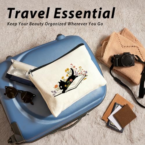 Cute Black Cat Flowers Make Up Bags for Women, Toiletry Bags, Make Up Travel Bag Organizer, Cute Black Cat Gifts for Women & Teen Girls, Cats Gifts Lovers - color: 02-Cat(03)
