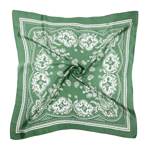 DOOBO Satin Head Scarf - 27.5 Inches Silk Bandana Hair Wrap Square Scarf for Women & Girls - color: Green
