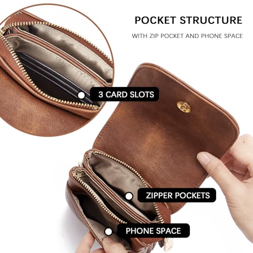 BOSTANTEN Vegan Leather Crossbody Bags for Women Designer Cell Phone Bag Wallet Purses Adjustable Strap - color: A-01-retro Brown