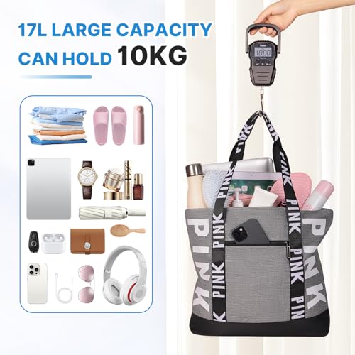 Boomistry Travel Tote Bag for Women, Large Waterproof Beach Bag for Daily | Large - color: Gray