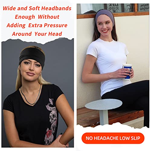 RITOPER Workout Wide Headbands for Women Non Slip, Super Soft Yoga Running Exercise Head Bands, Elastic Sweat Band Hair Bands for Women's Hair, Womens Solid Headband Hair Wrap - color: fd-solid