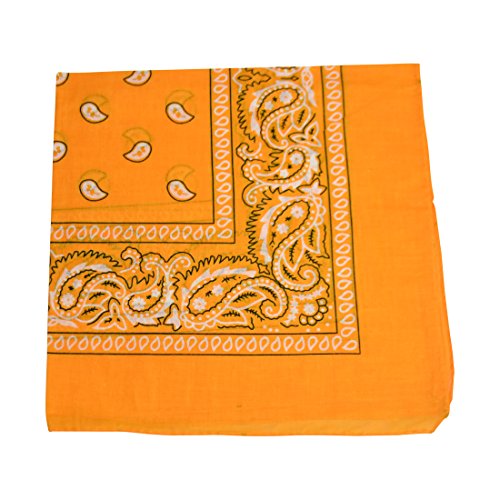 Motique Accessories 22 Inch Cotton Paisley Bandana - color: Light Orange