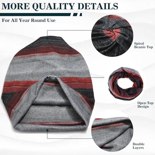 Chemo Headwear for Women Soft Cotton Slouchy Beanie Hat Scarf for Cancer Care - color: Red