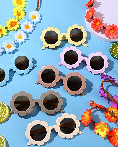 CHENGU Retro Flower Sunglasses Daisy Flower Headbands Costume Accessories Set Groovy 60s 70s Hippie Boho Party Favor, Festival Beach Birthday Decorations(32 Pieces,Bright Style) - style: Bright Style