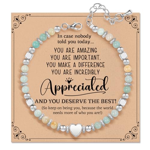 Inspirational Gifts Bracelets for Women: Healing Natural Stone Beaded Bracelets - Mothers Day Birthday Graduation Christmas Gifts for Women Friends Mom Daughter Sister Bestie - color: Amazonite-APPRECIATED