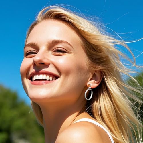 Natural Turquoise Gemstone Birthstone Stud Earrings with Circle Dangle Hoop Earrings Boho style for Vintage Western Jewelry - color: Silver and Brown