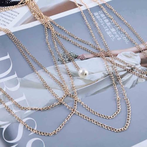 Boho Multilayer Thigh Chain Tassel Leg Chain Beach Bikini Body Chain Leg Chain Gold Pearl Thigh Chain Elastic Thigh Chain Accessories for Women