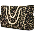 Becokan Beach Bag Large Beach Tote Bag for Women Waterproof Sandproof Swim Pool Bag With Zipper - color: Khaki Leopard