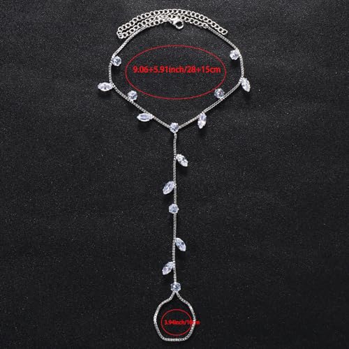 Summer Barefoot Sandals Foot Chain Jewelry Anklet Bracelet Crystal Toe Ring Anklets Bridal Rhinestone Foot Chain Jewelry for Women - color: Silver