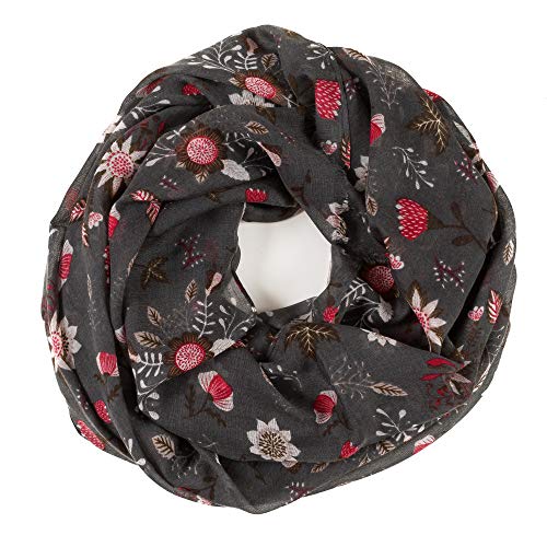 MELIFLUOS DESIGNED IN SPAIN Scarf for Women Lightweight Floral Flower Scarves for Summer Fall Shawl Wrap - color: Barcelona Collection 5 - Gray Cute Flower