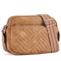 BOSTANTEN Quilted Crossbody Bags for Women Vegan Leather Purses Shoulder Handbags with Wide Strap - color: Camel Brown