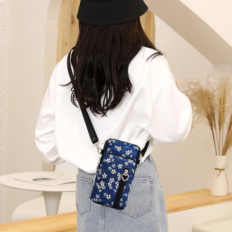 JANKS Small Crossbody Bag for Women - Mini Phone Purses with Crossbody Strap and Wallet - Nylon Arm Bag - color: B-white Flower
