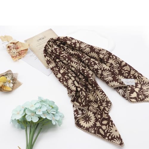 Large Cotton Bandanas for Women, 27 x 27 inch Hair Neck Scarf, Headband Square Scarf - color: Brown