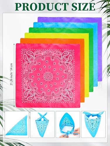 Unittype 36 Pieces Paisley Bandana Cowboy Bandanas Sports Novelty Headband Square Scarf Outdoor for Western Party Costume - color: Neon Color, style: Classic Style