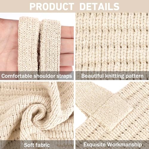 hatisan Crochet Bag for Women, Handmade Knit Beach Tote Bag Summer - color: Beige-1