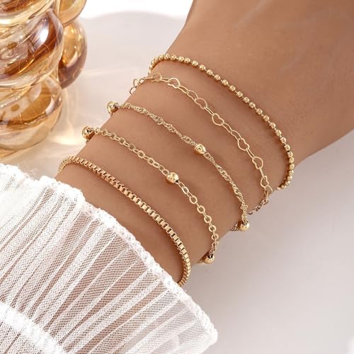 NEWITIN 44 Pieces Chunky Gold Jewelry Set for Women Fashion Costume Jewelry Gold Plated Chunky Necklace Chain Bracelet Ring Hoop Earrings Set for Women - color: Gold C