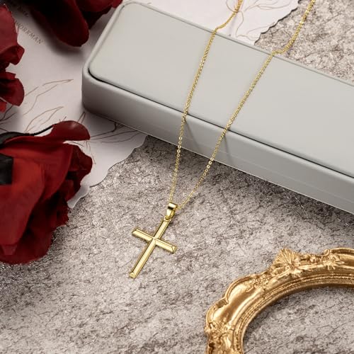 Cross Necklace for Women Gold Cross Necklaces for Women 14K Gold Cross Necklace for Womens Blend Beauty With Sentiment Dainty Gold Crosses Chain Pendant Necklaces for Womens 20/25mm - size: 30MM